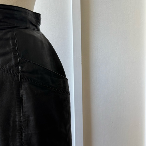 Vintage Toffs 100% Genuine Leather Black High-Waist Pencil Skirt - Size 8 - Picture 2 of 14